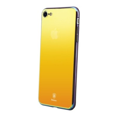 Apple iPhone 7 (iPhone 8) Baseus Mirror Glass plastikinis veidrodinis permatomas auksinis dėklas / Priedai.lt