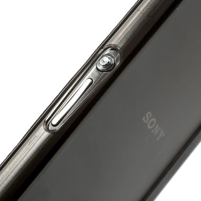 „S-View“ stila Sony Xperia Z1 atvēramais tumši pelēks futrālis (maciņš) / Vacins.lv