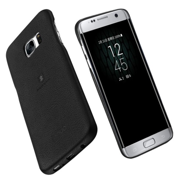 „Lenuo“ Soft Slim ādas apvalks - melns (Galaxy S7 Edge)