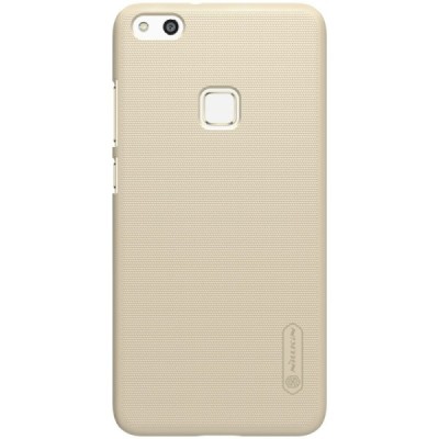 Huawei P10 Lite Nillkin Frosted Shield auksinis plastikinis dėklas + apsauginė ekrano plėvelė / Priedai.lt