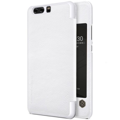 Greznais „Nillkin“ Qin sērijas ādas atvērams balts Huawei P10 Plus maciņš / Vacins.lv