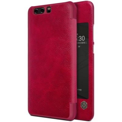 Greznais „Nillkin“ Qin sērijas ādas atvērams sarkans Huawei P10 Plus maciņš / Vacins.lv