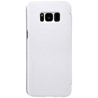 Prabangus „Nillkin“ Qin serijos baltas odinis atverčiamas Samsung Galaxy S8 (G950) dėklas / Priedai.lt