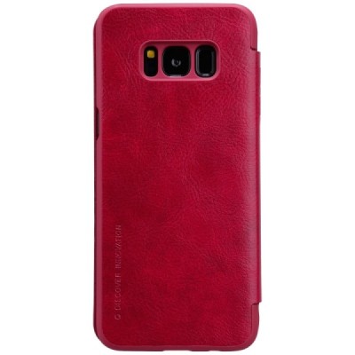 Greznais „Nillkin“ Qin sērijas ādas atvērams sarkans Samsung Galaxy S8 (G950) maciņš / Vacins.lv