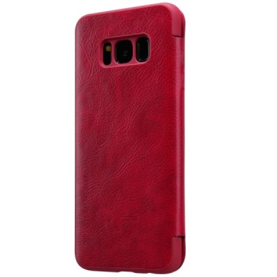 Greznais „Nillkin“ Qin sērijas ādas atvērams sarkans Samsung Galaxy S8 (G950) maciņš / Vacins.lv