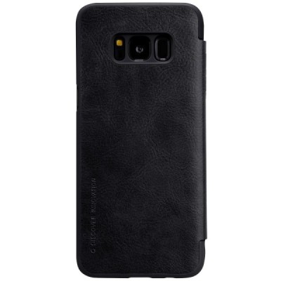 Prabangus „Nillkin“ Qin serijos juodas odinis atverčiamas Samsung Galaxy S8+ (G955) dėklas / Priedai.lt