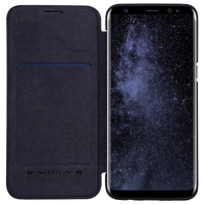 Prabangus „Nillkin“ Qin serijos juodas odinis atverčiamas Samsung Galaxy S8+ (G955) dėklas / Priedai.lt