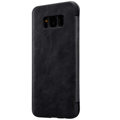 Prabangus „Nillkin“ Qin serijos juodas odinis atverčiamas Samsung Galaxy S8+ (G955) dėklas / Priedai.lt