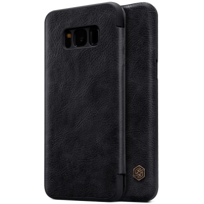 Prabangus „Nillkin“ Qin serijos juodas odinis atverčiamas Samsung Galaxy S8+ (G955) dėklas / Priedai.lt