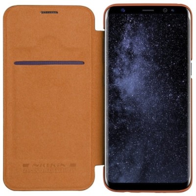 Greznais „Nillkin“ Qin sērijas ādas atvērams brūns Samsung Galaxy S8+ (G955) maciņš / Vacins.lv