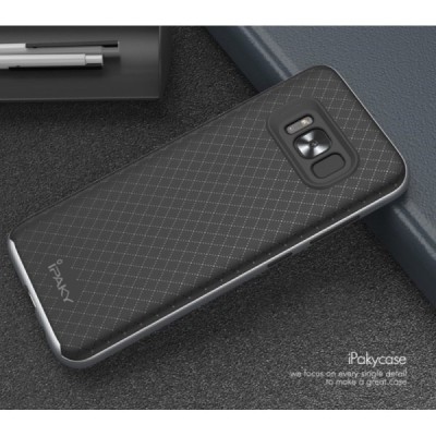 Samsung Galaxy S8+ (G955) „IPAKY“ cieta silikona (TPU) melns apvalks (apmales - pelekā krāsā) / Vacins.lv