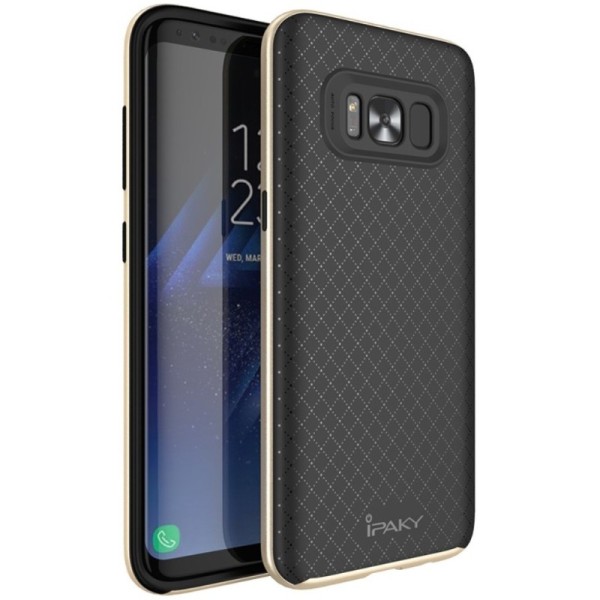 „IPAKY“ kieto silikono (TPU) dėklas - juodas / auksinis (Galaxy S8+)