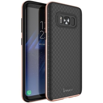 Samsung Galaxy S8+ (G955) „IPAKY“ kieto silikono TPU juodas (rožiniais apvadais) dėklas - nugarėlė / Priedai.lt