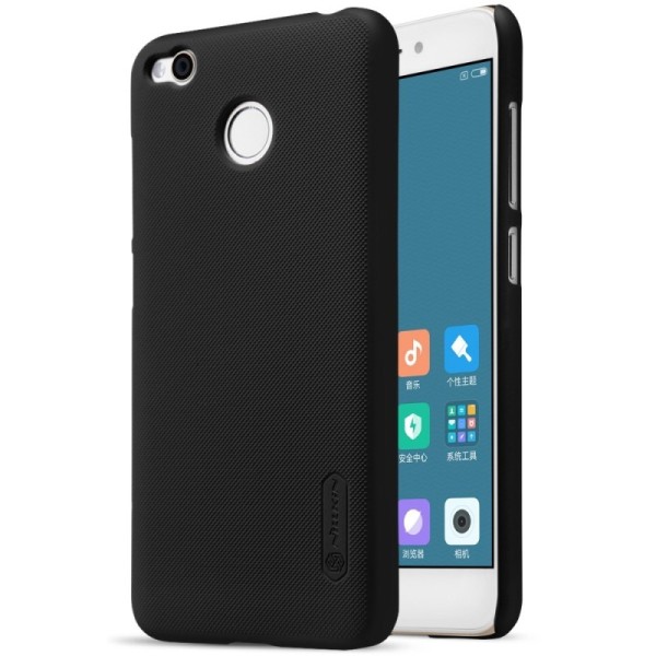 „Nillkin“ Frosted Shield dėklas - juodas + apsauginė ekrano plėvelė (Redmi 4X)