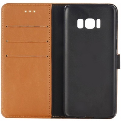 Samsung Galaxy S8 (G950) atverčiamas šviesiai rudas odinis retro dėklas - piniginė / Priedai.lt