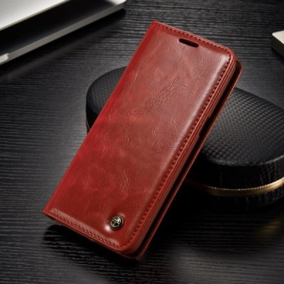Samsung Galaxy S8 (G950) „CaseMe“ solīds atvēramais ādas sarkans maciņš - maks / Vacins.lv