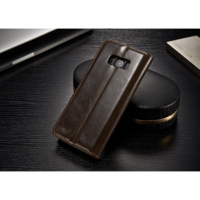 Samsung Galaxy S8 (G950) „CaseMe“ solīds atvēramais ādas brūns maciņš - maks / Vacins.lv