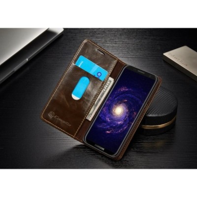 Samsung Galaxy S8 (G950) „CaseMe“ solīds atvēramais ādas brūns maciņš - maks / Vacins.lv