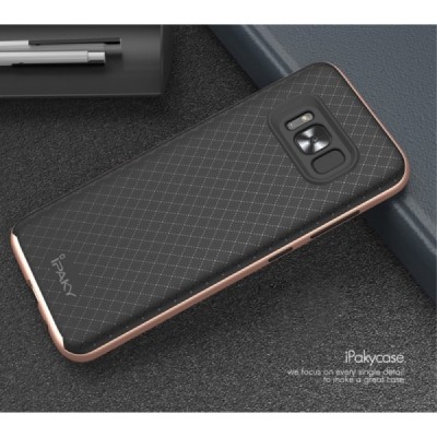 Samsung Galaxy S8 (G950) „IPAKY“ cieta silikona (TPU) melns apvalks (apmales - rozā krāsā) / Vacins.lv