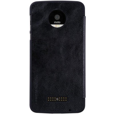 Prabangus „Nillkin“ Qin serijos juodas odinis atverčiamas Motorola Moto Z (Moto Z Droid) dėklas - knygutė / Priedai.lt