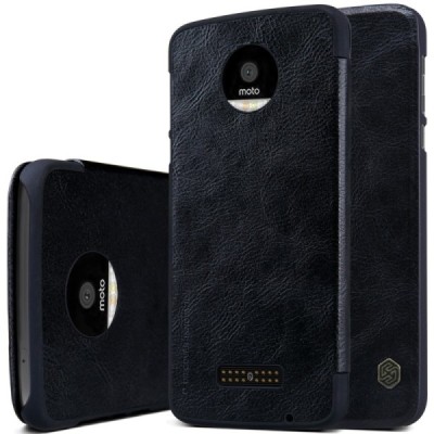 Prabangus „Nillkin“ Qin serijos juodas odinis atverčiamas Motorola Moto Z (Moto Z Droid) dėklas - knygutė / Priedai.lt