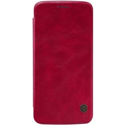 Prabangus „Nillkin“ Qin serijos raudonas odinis atverčiamas Motorola Moto Z (Moto Z Droid) dėklas / Priedai.lt