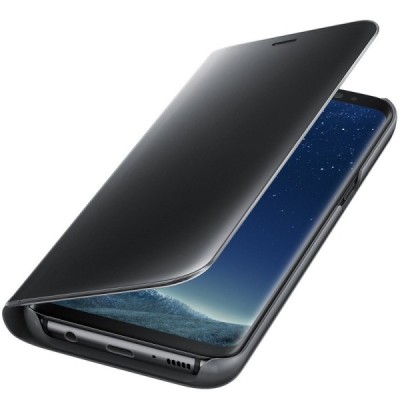 Samsung Galaxy S8 (G950) oficiāls Clear View Standing Cover atvērams melns ādas maciņš / Vacins.lv