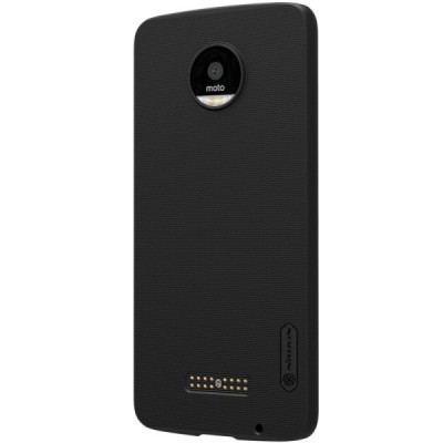 Motorola Moto Z (Moto Z Droid) Nillkin Frosted Shield juodas plastikinis dėklas + apsauginė ekrano plėvelė / Priedai.lt