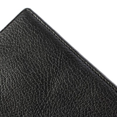 Sony Xperia Z1 atvēramais melns ādas Lychee futrālis - maciņš / Vacins.lv