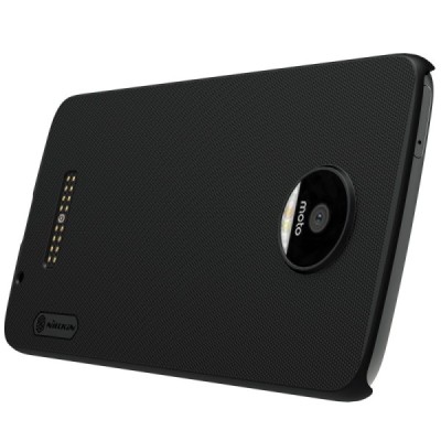 Motorola Moto Z (Moto Z Droid) Nillkin Frosted Shield juodas plastikinis dėklas + apsauginė ekrano plėvelė / Priedai.lt