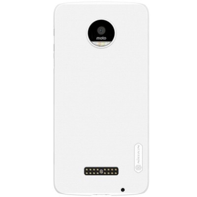 Motorola Moto Z (Moto Z Droid) Nillkin Frosted Shield baltas plastikinis dėklas + apsauginė ekrano plėvelė / Priedai.lt