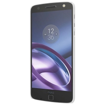 Motorola Moto Z (Moto Z Droid) Nillkin Frosted Shield baltas plastikinis dėklas + apsauginė ekrano plėvelė / Priedai.lt