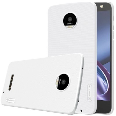 Motorola Moto Z (Moto Z Droid) Nillkin Frosted Shield baltas plastikinis dėklas + apsauginė ekrano plėvelė / Priedai.lt