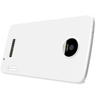 Motorola Moto Z (Moto Z Droid) Nillkin Frosted Shield baltas plastikinis dėklas + apsauginė ekrano plėvelė / Priedai.lt