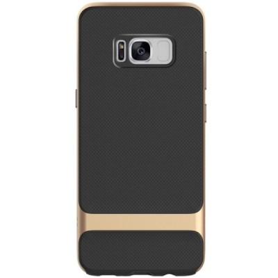 Samsung Galaxy S8+ (G955) „Rock“ Royce pastiprinātas aizsardzības melns apmales zeltā krāsā apvalks / Vacins.lv