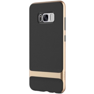Samsung Galaxy S8+ (G955) „Rock“ Royce pastiprinātas aizsardzības melns apmales zeltā krāsā apvalks / Vacins.lv