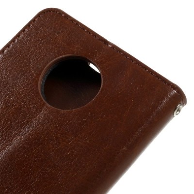 Motorola Moto Z (Moto Z Droid) atverčiamas rudas odinis dėklas - piniginė / Priedai.lt