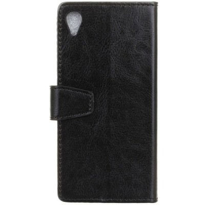 Sony Xperia L1 (G3311, G3312, G3313) atvēramais ādas melns maciņš (maks) / Vacins.lv