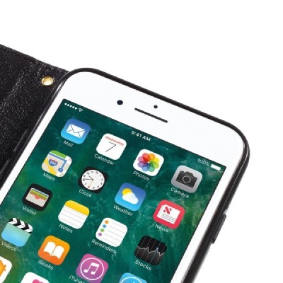 Apple iPhone 7 (iPhone 8) atvēramais ādas melns maciņš, grāmata (maks) / Vacins.lv