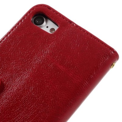 Apple iPhone 7 (iPhone 8) atvēramais ādas sarkans maciņš, grāmata (maks) / Vacins.lv