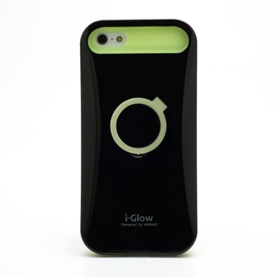 Juodas tamsoje šviečiantis „i-Glow“ silikoninis, plastikinis Apple iPhone SE (5, 5s) dėklas (dėkliukas) / Priedai.lt