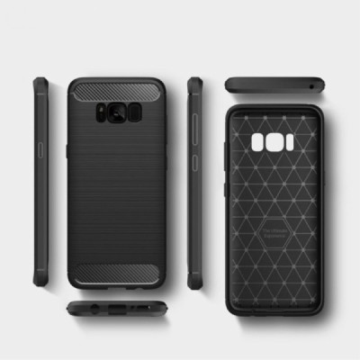 Samsung Galaxy S8+ (G955) „Carbon“ cieta silikona (TPU) melns apvalks / vacins.lv
