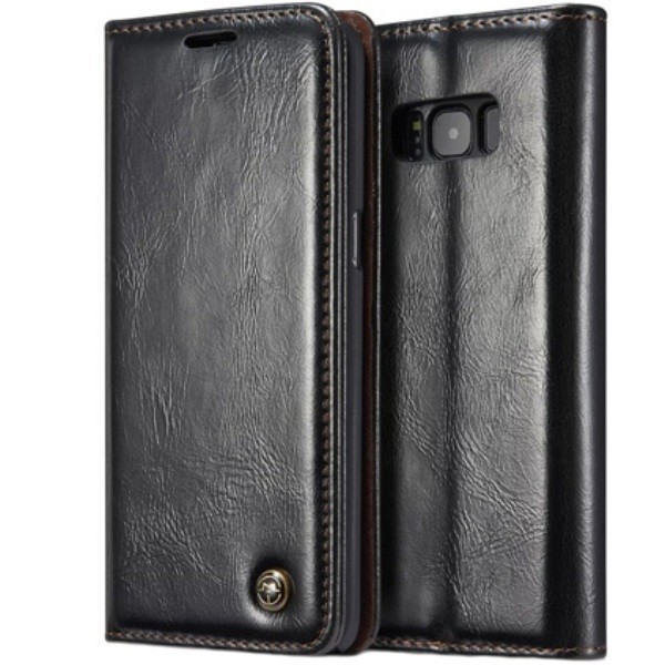 „CaseMe“ solīds atvēramais ādas maciņš - melns (Galaxy S8+)