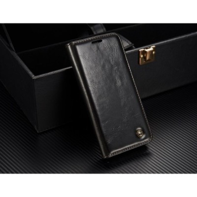 Samsung Galaxy S8+ (G955) „CaseMe“ solīds atvēramais ādas melns maciņš - maks / Vacins.lv