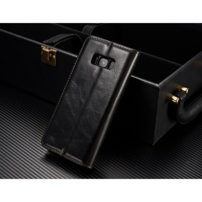 Samsung Galaxy S8+ (G955) „CaseMe“ solīds atvēramais ādas melns maciņš - maks / Vacins.lv