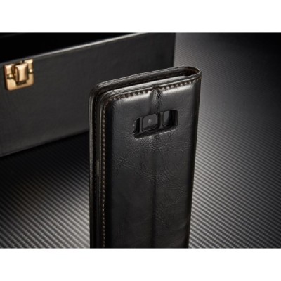Samsung Galaxy S8+ (G955) „CaseMe“ solīds atvēramais ādas melns maciņš - maks / Vacins.lv