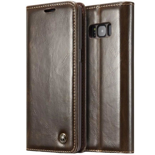 „CaseMe“ solidus atverčiamas dėklas - rudas (Galaxy S8+)