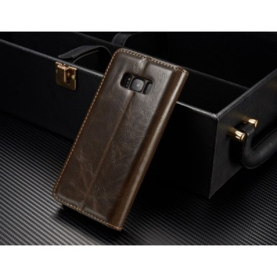 Samsung Galaxy S8+ (G955) „CaseMe“ solidus atverčiamas rudas odinis dėklas - knygutė / Priedai.lt