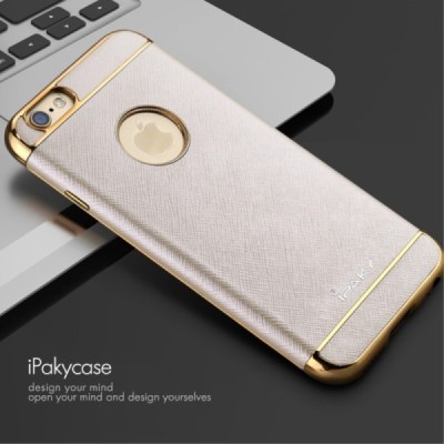 Apple iPhone 6 / 6s „IPAKY“ Luxury kieto silikono TPU rausvai auksinis (auksiniais apvadais) dėklas - nugarėlė / Priedai.lt