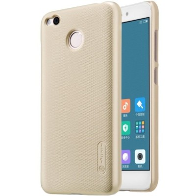 Xiaomi Redmi 4X Nillkin Frosted Shield auksinis plastikinis dėklas + apsauginė ekrano plėvelė / Priedai.lt